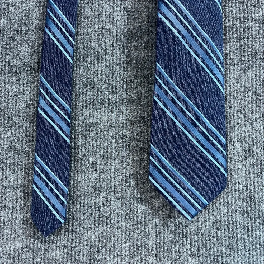 Trevira Mens Navy Blue Slate Striped Polyester Necktie Classic Formal Tie